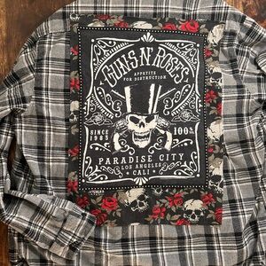 Guns and Roses Upcycled Flannel